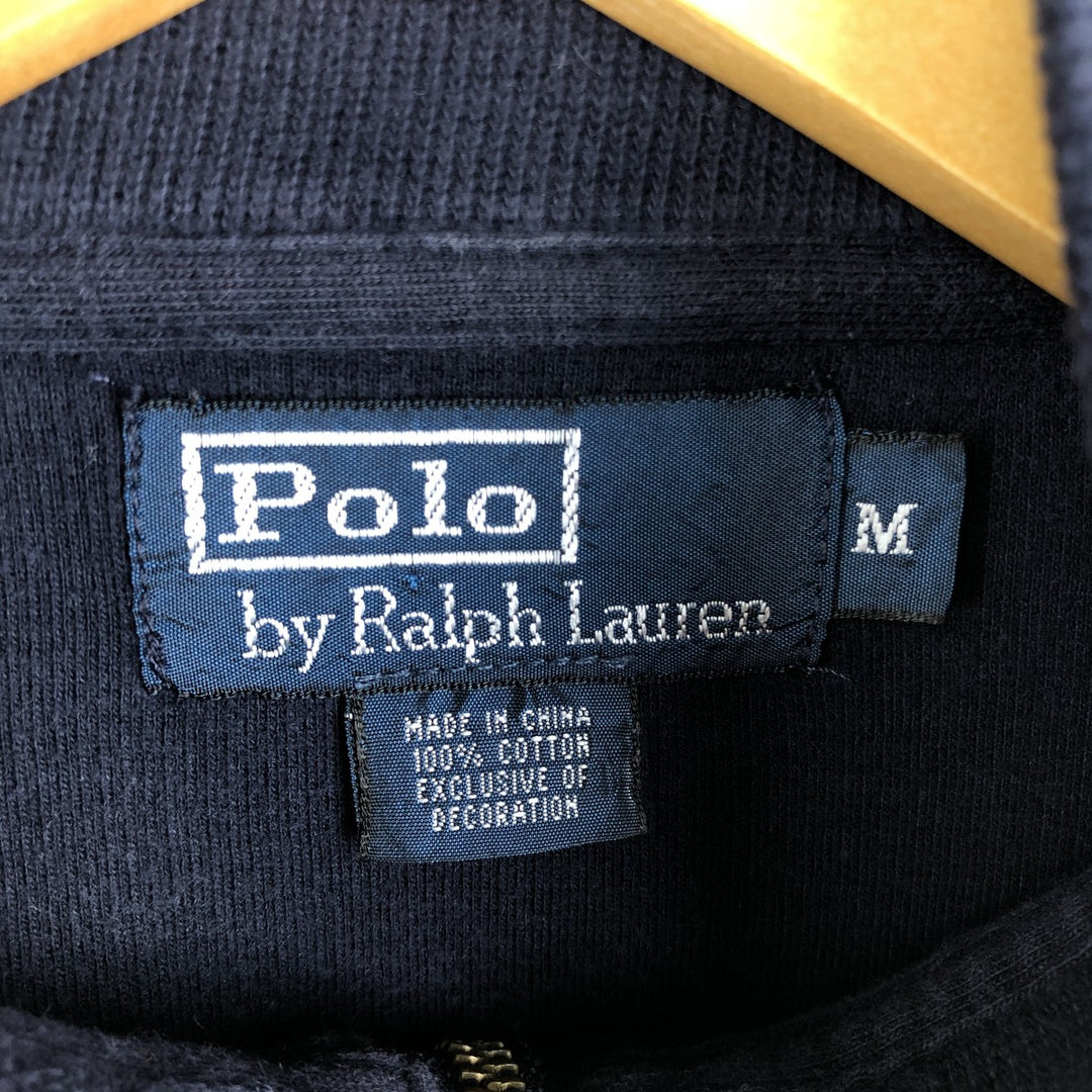 Ralph Lauren POLO by Ralph Lauren Half-Zip Sweatshirt, Men's M cotton navy blue type Vintage Second Hand