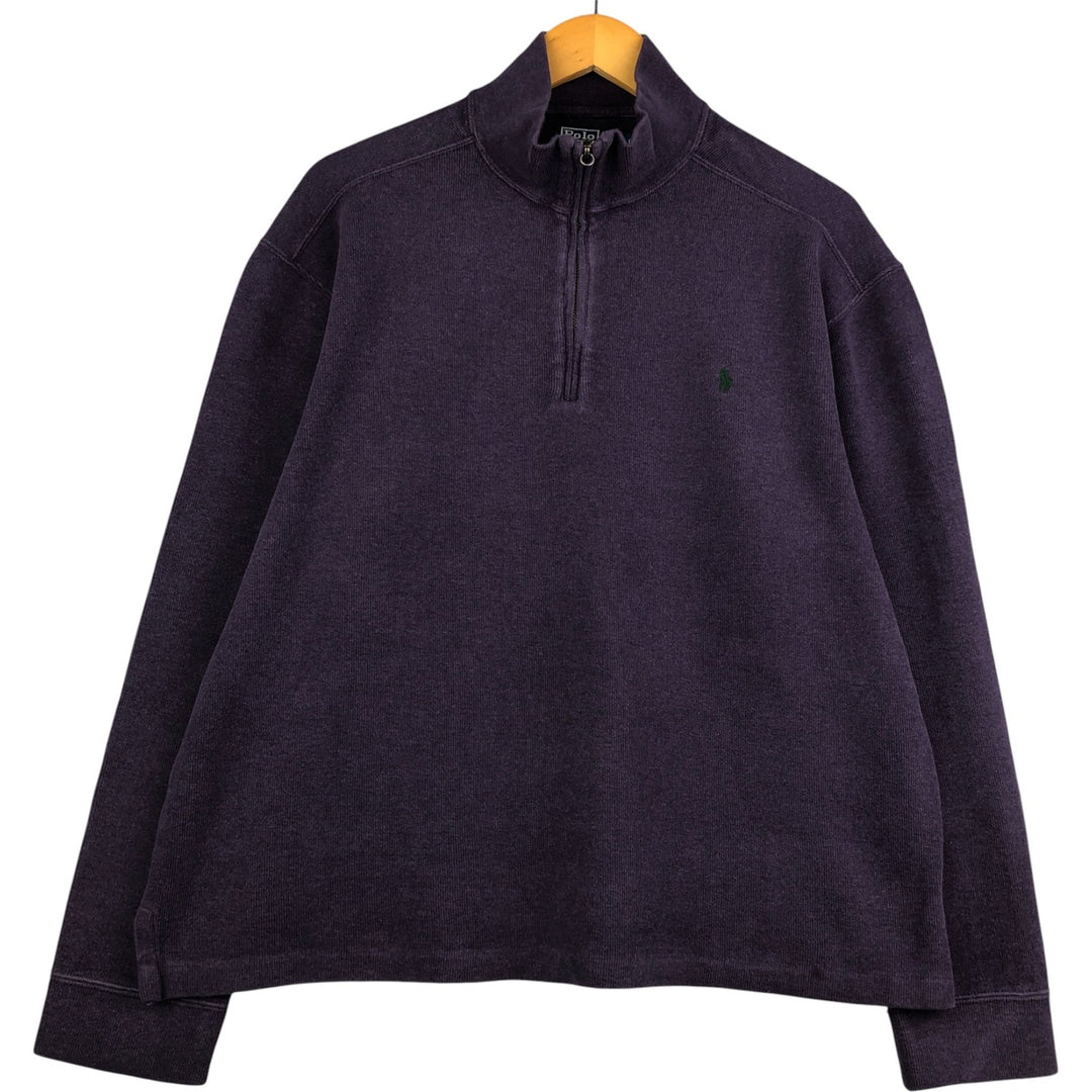 Ralph Lauren POLO by Ralph Lauren Half-Zip Sweatshirt, Men's Size L cotton purple type Vintage Second Hand