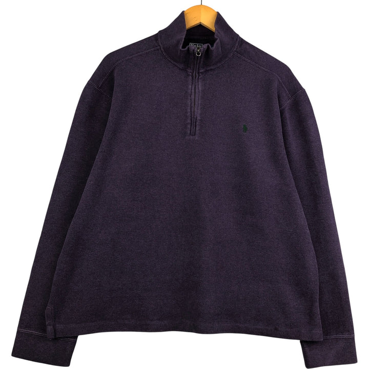 Ralph Lauren POLO by Ralph Lauren Half-Zip Sweatshirt, Men's Size L cotton purple type Vintage Second Hand