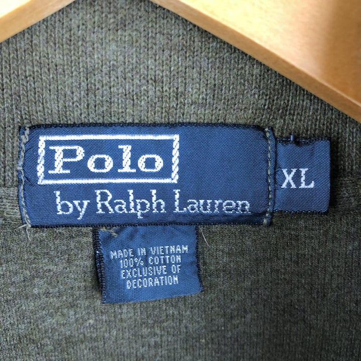 Ralph Lauren POLO by Ralph Lauren Half-Zip Sweatshirt, Men's XL cotton Khaki type Vintage Second Hand