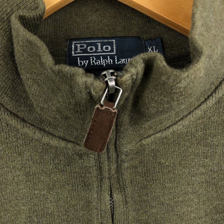 Ralph Lauren POLO by Ralph Lauren Half-Zip Sweatshirt, Men's XL cotton Khaki type Vintage Second Hand