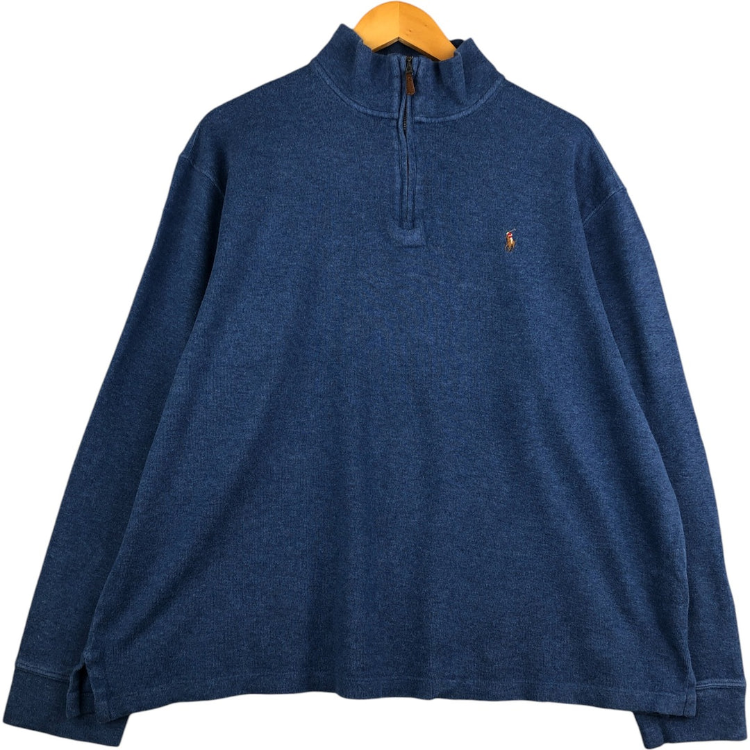 Ralph Lauren POLO RALPH LAUREN ESTATE RIB half-zip sweatshirt, sweatshirt, men's XL size cotton blue type Vintage Second Hand