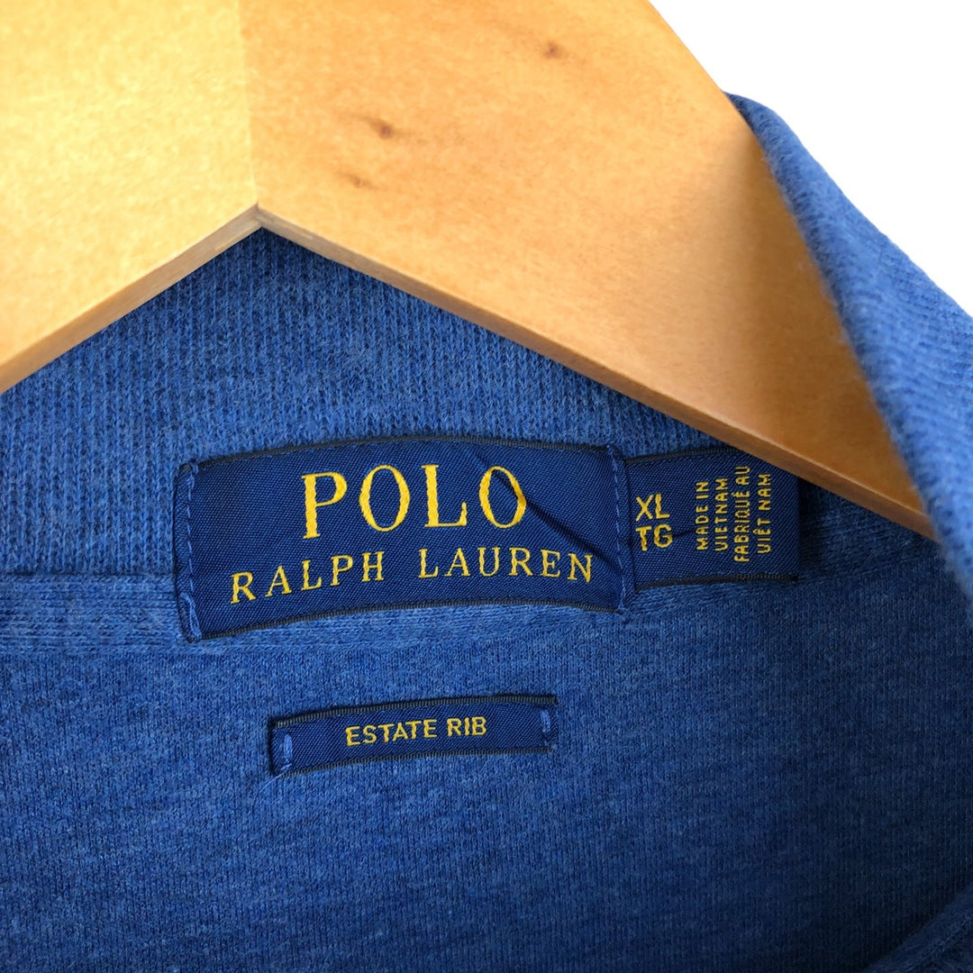 Ralph Lauren POLO RALPH LAUREN ESTATE RIB half-zip sweatshirt, sweatshirt, men's XL size cotton blue type Vintage Second Hand