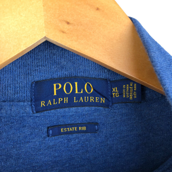 Ralph Lauren POLO RALPH LAUREN ESTATE RIB half-zip sweatshirt, sweatshirt, men's XL size cotton blue type Vintage Second Hand