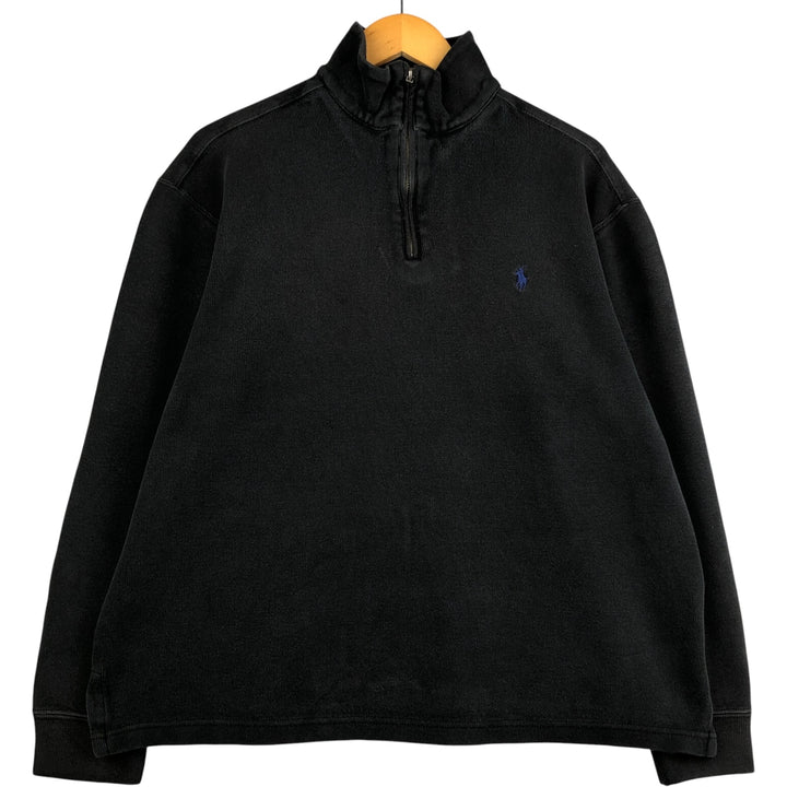 Ralph Lauren POLO by Ralph Lauren Half-Zip Sweatshirt, Men's Size L cotton black type Vintage Second Hand