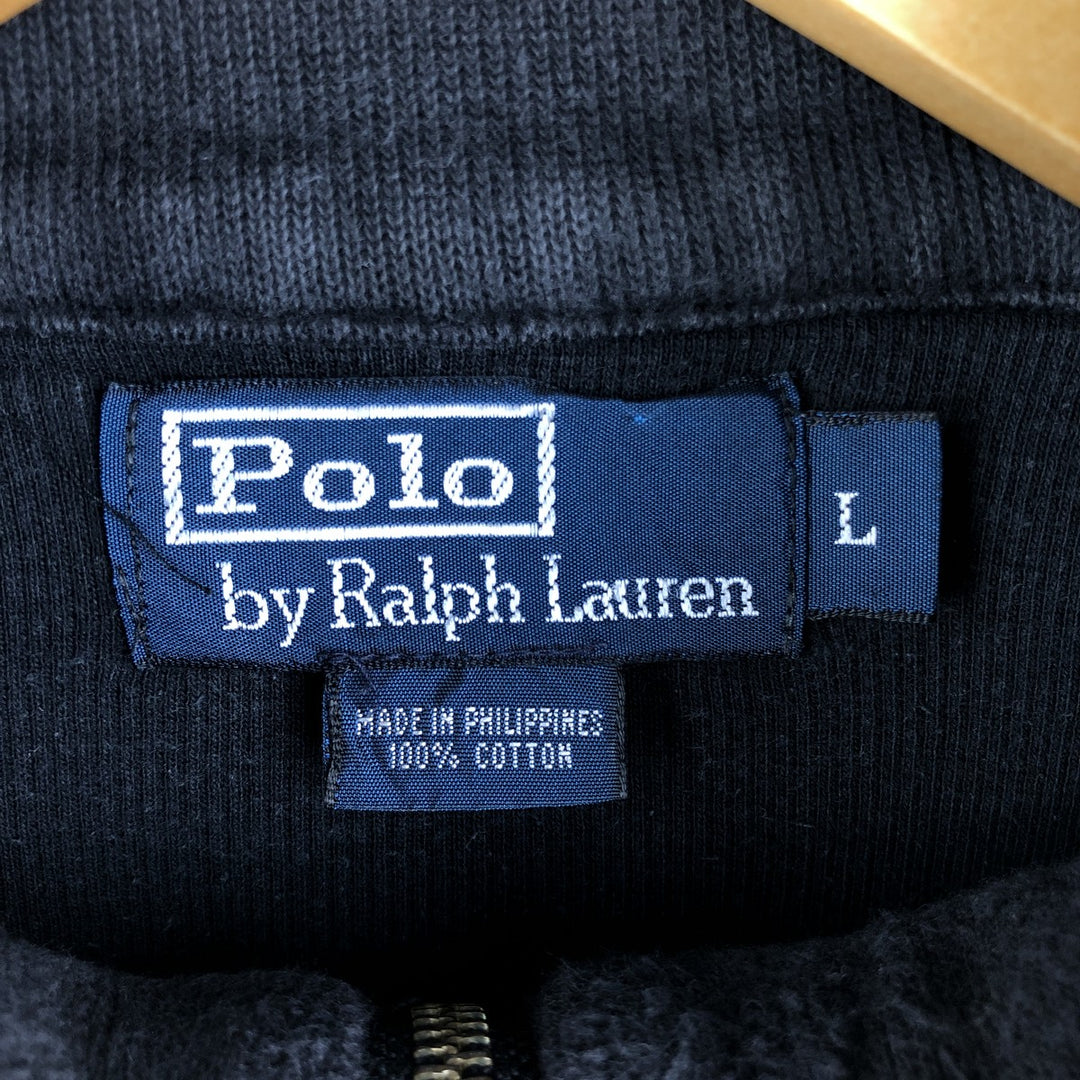 Ralph Lauren POLO by Ralph Lauren Half-Zip Sweatshirt, Men's Size L cotton black type Vintage Second Hand