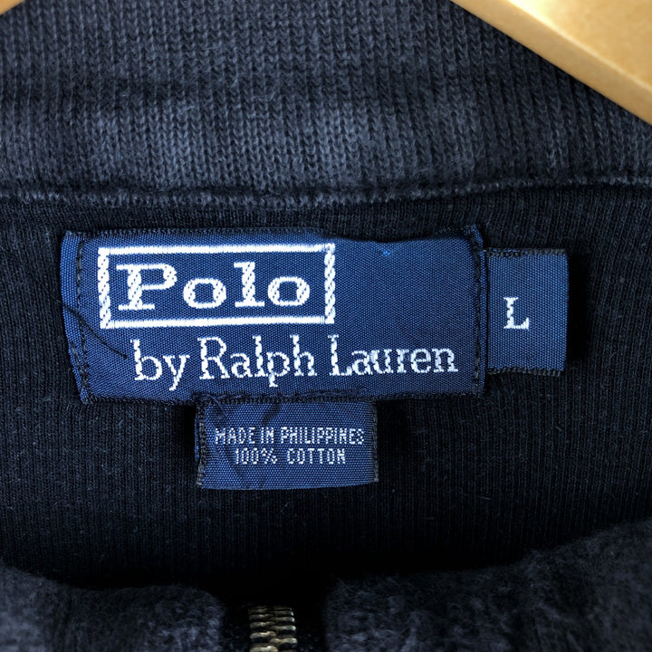Ralph Lauren POLO by Ralph Lauren Half-Zip Sweatshirt, Men's Size L cotton black type Vintage Second Hand