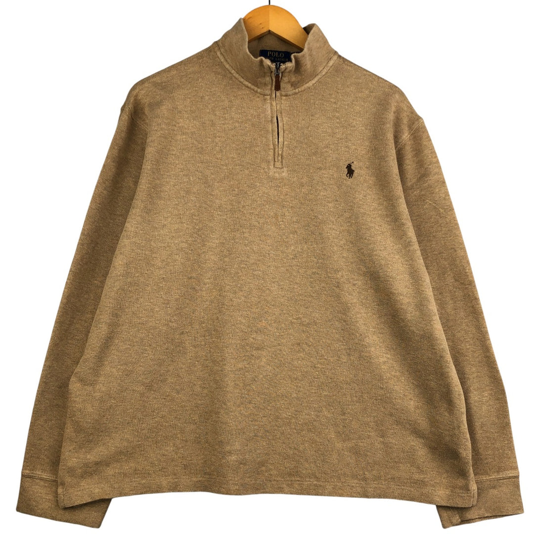 Ralph Lauren POLO RALPH LAUREN ESTATE RIB half-zip sweatshirt, sweatshirt, men's XL size cotton Beige type Vintage Second Hand
