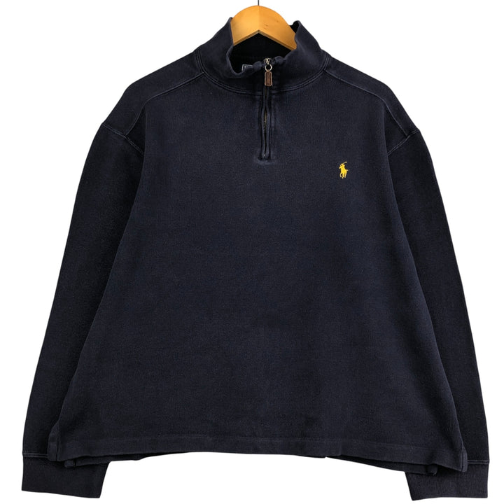 Ralph Lauren POLO by Ralph Lauren Half-Zip Sweatshirt, Men's XL cotton navy blue type Vintage Second Hand
