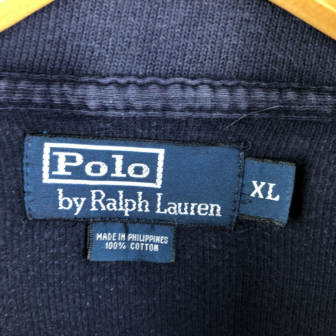 Ralph Lauren POLO by Ralph Lauren Half-Zip Sweatshirt, Men's XL cotton navy blue type Vintage Second Hand
