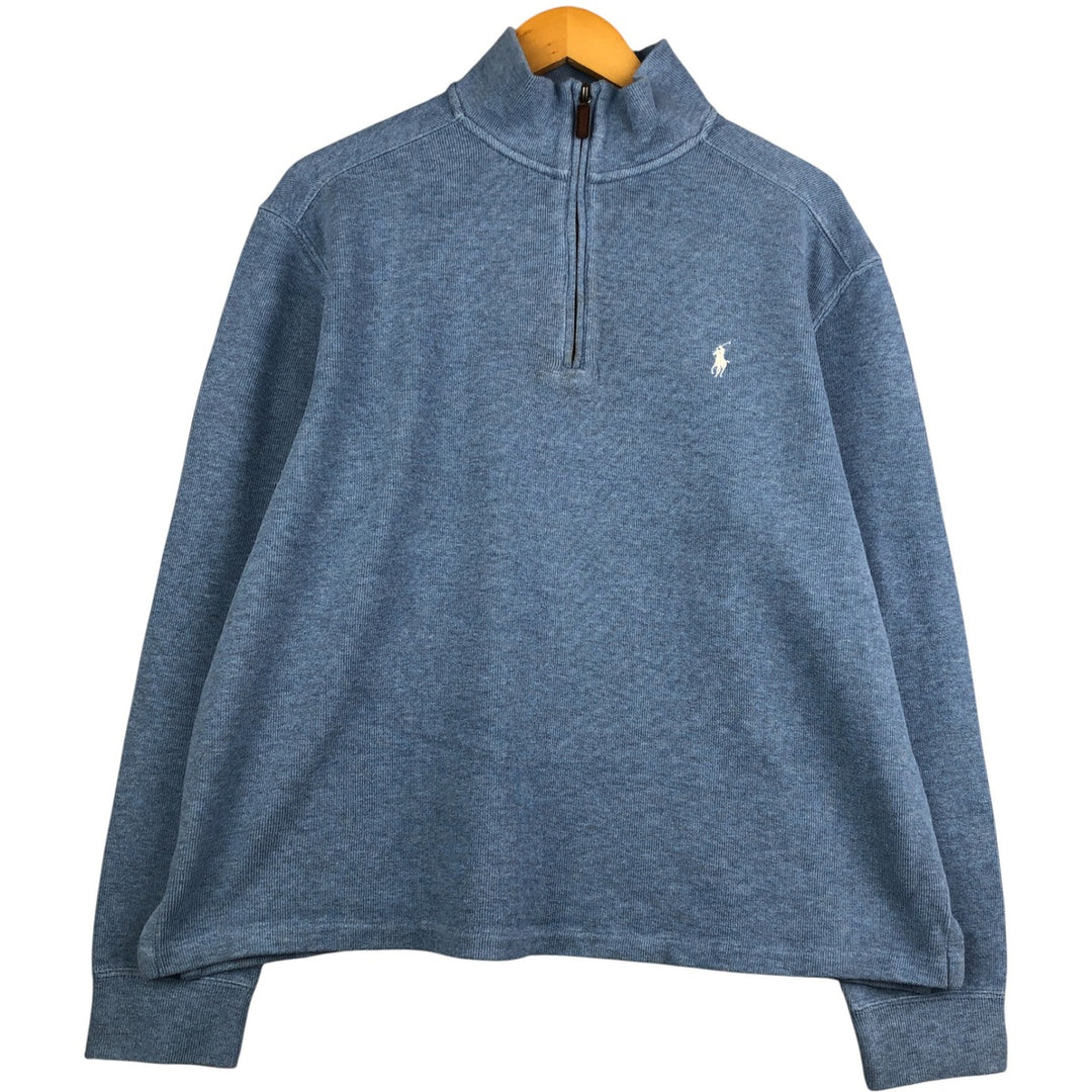 Ralph Lauren POLO by Ralph Lauren Half-Zip Sweatshirt, Men's Size L cotton Blue type light blue Vintage Second Hand