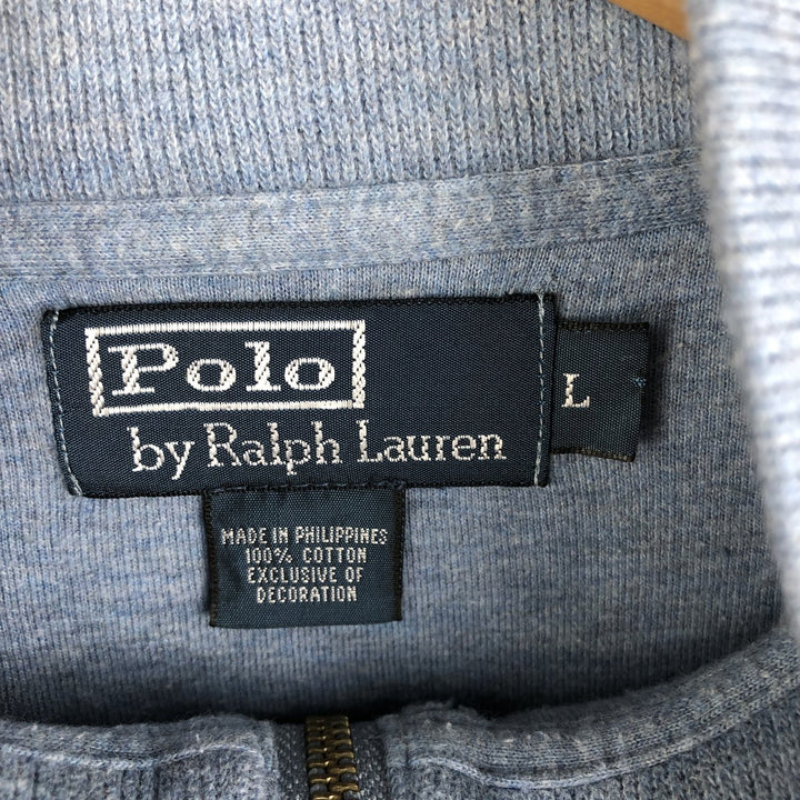 Ralph Lauren POLO by Ralph Lauren Half-Zip Sweatshirt, Men's Size L cotton Blue type light blue Vintage Second Hand