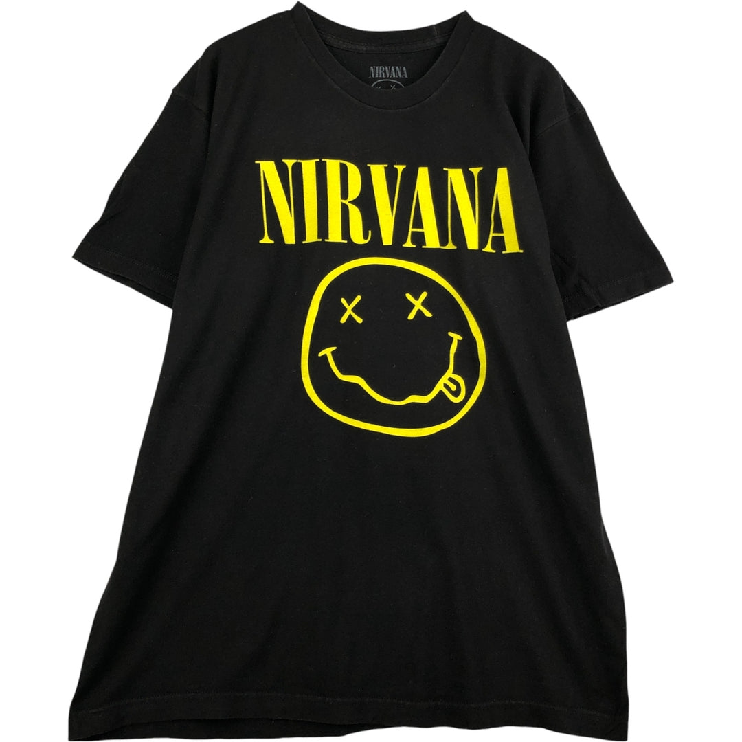 NIRVANA Nirvana Print Band T-Shirt Band Tee Men's Size L cotton black type Vintage Second Hand