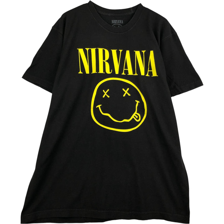NIRVANA Nirvana Print Band T-Shirt Band Tee Men's Size L cotton black type Vintage Second Hand
