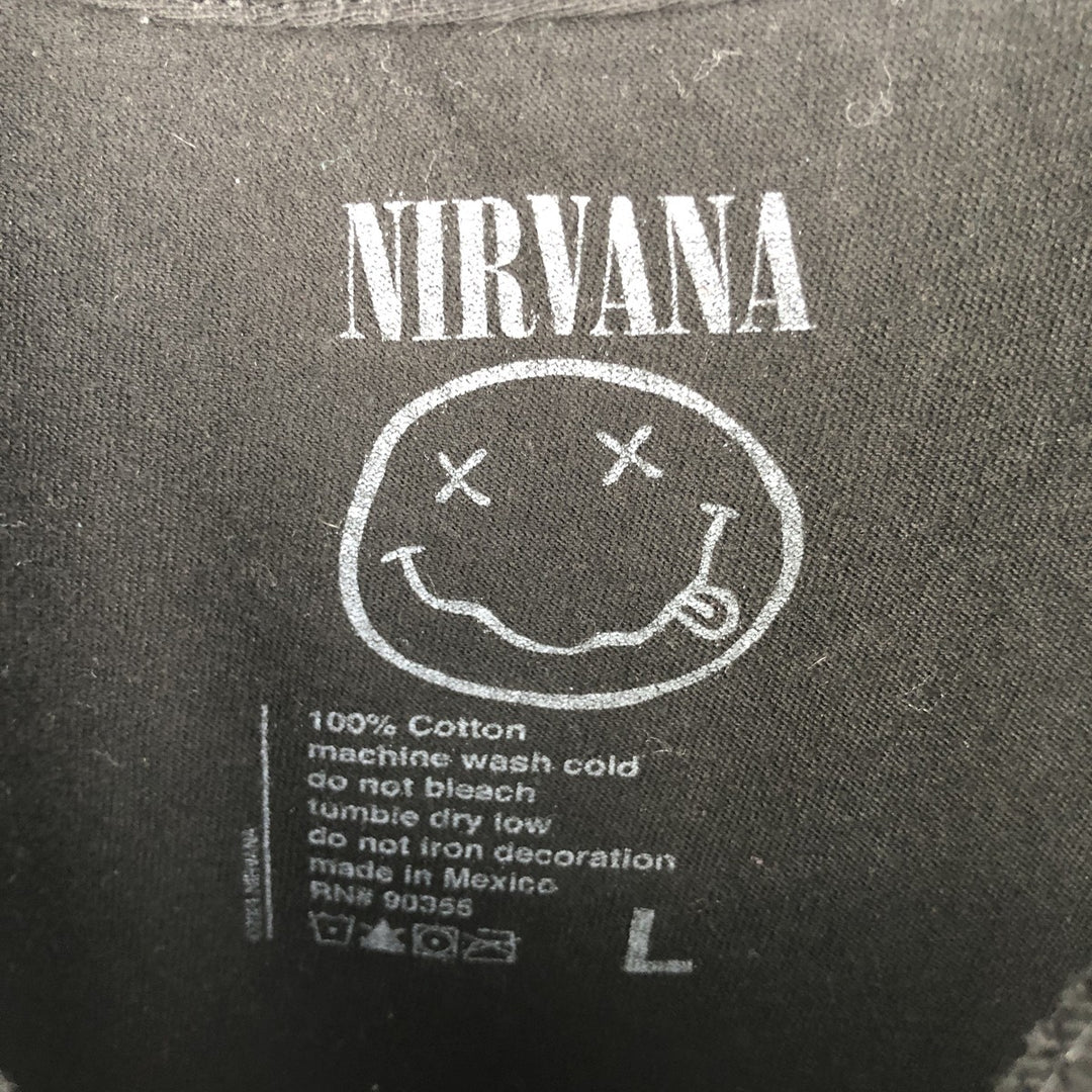 NIRVANA Nirvana Print Band T-Shirt Band Tee Men's Size L cotton black type Vintage Second Hand