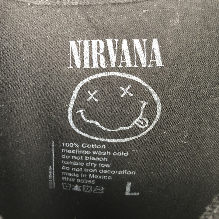 NIRVANA Nirvana Print Band T-Shirt Band Tee Men's Size L cotton black type Vintage Second Hand