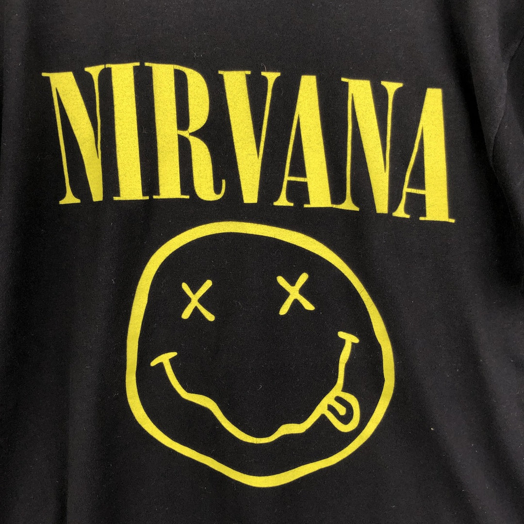 NIRVANA Nirvana Print Band T-Shirt Band Tee Men's Size L cotton black type Vintage Second Hand