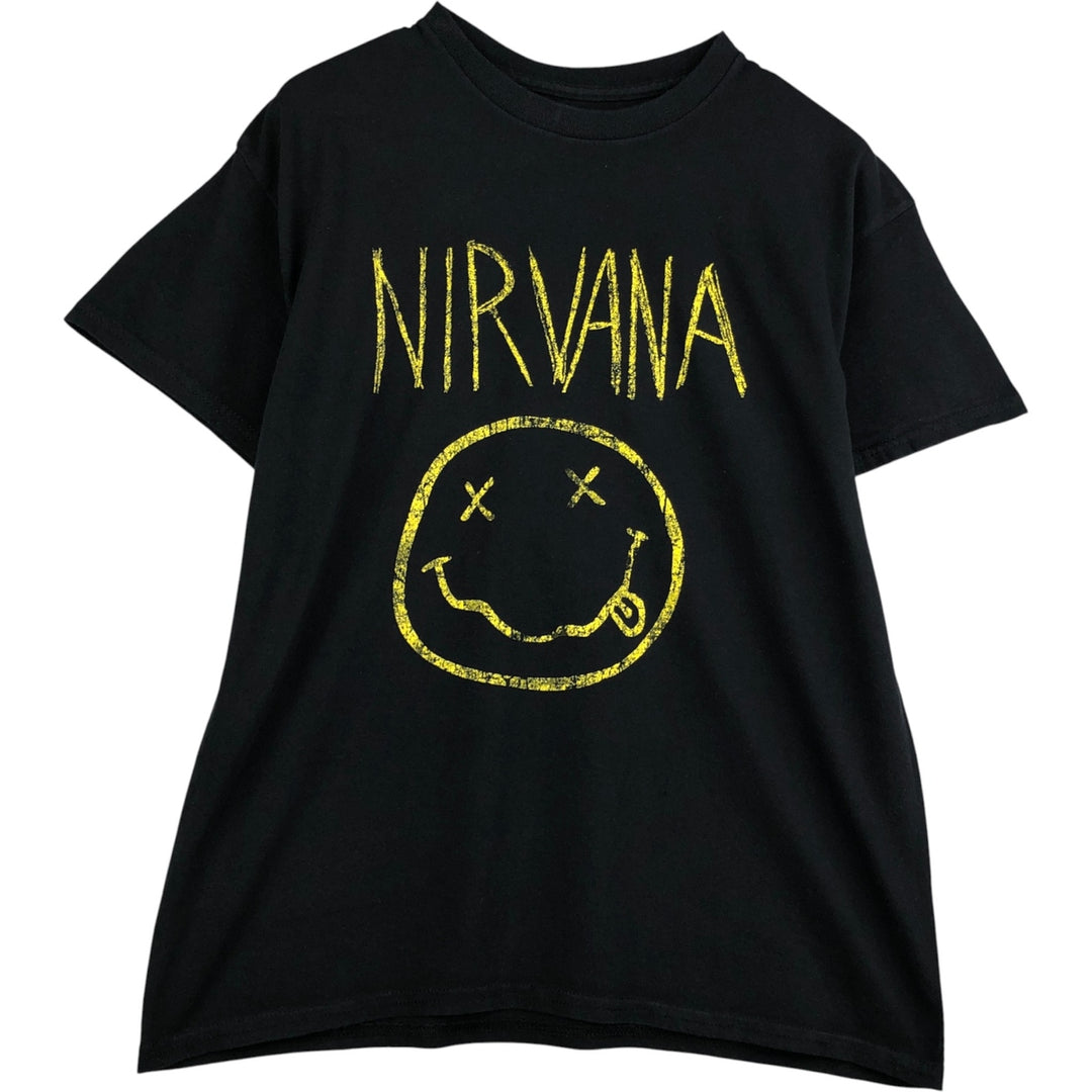 NIRVANA Nirvana Band T-shirt, Band T, Men's L size cotton black type Vintage Second Hand