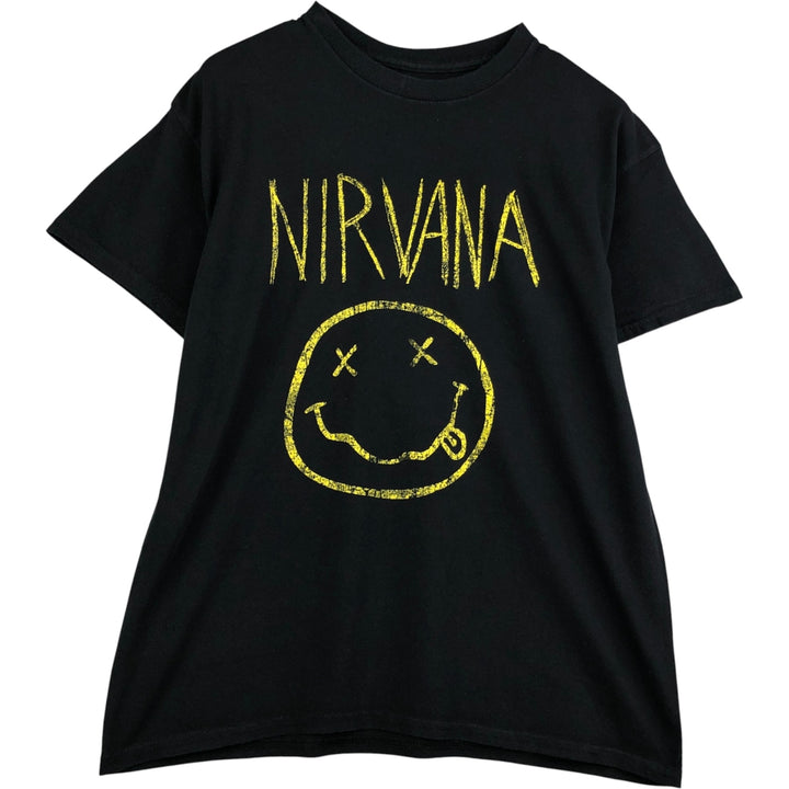 NIRVANA Nirvana Band T-shirt, Band T, Men's L size cotton black type Vintage Second Hand
