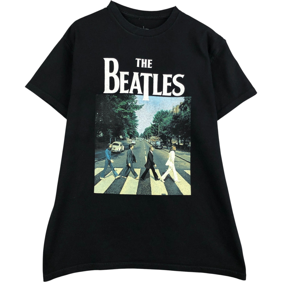 THE BEATLES Band T-shirt, Men's L size cotton black type Vintage Second Hand