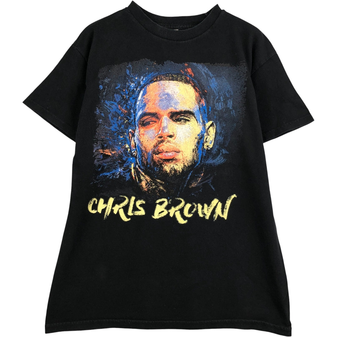 Chris Brown Rap T-shirt, Men's Size Medium cotton black type Vintage Second Hand