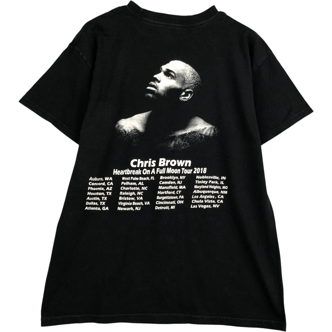 Chris Brown Rap T-shirt, Men's Size Medium cotton black type Vintage Second Hand
