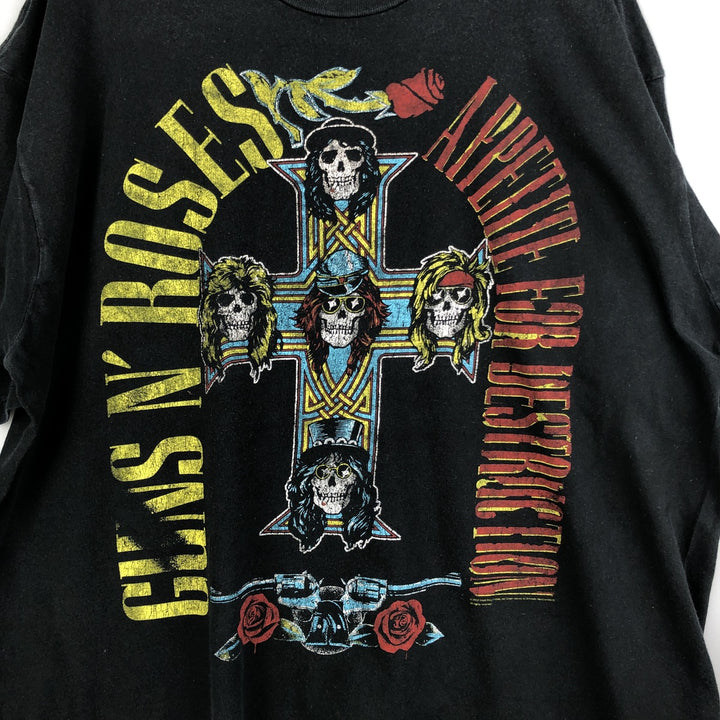 GUNS N' ROSES Skull Pattern Band T-shirt, Band Tee, Men's XXL cotton black type Vintage Second Hand