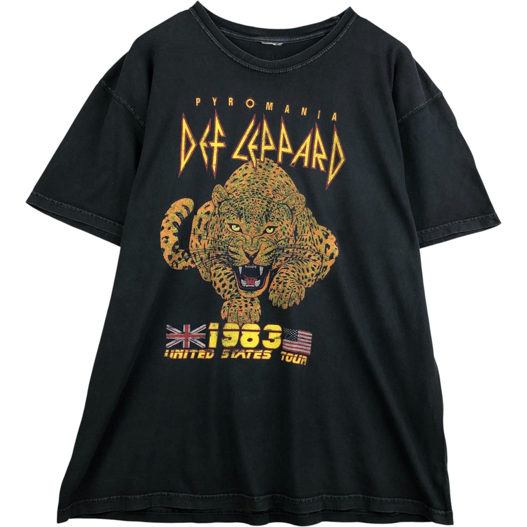 DEF LEPPARD Def Leppard Leopard Pattern Band T-shirt Band Tee Men's XL equivalent cotton Charcoal Vintage Second Hand