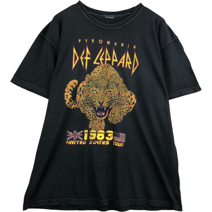 DEF LEPPARD Def Leppard Leopard Pattern Band T-shirt Band Tee Men's XL equivalent cotton Charcoal Vintage Second Hand
