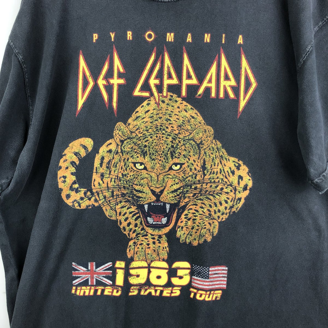 DEF LEPPARD Def Leppard Leopard Pattern Band T-shirt Band Tee Men's XL equivalent cotton Charcoal Vintage Second Hand