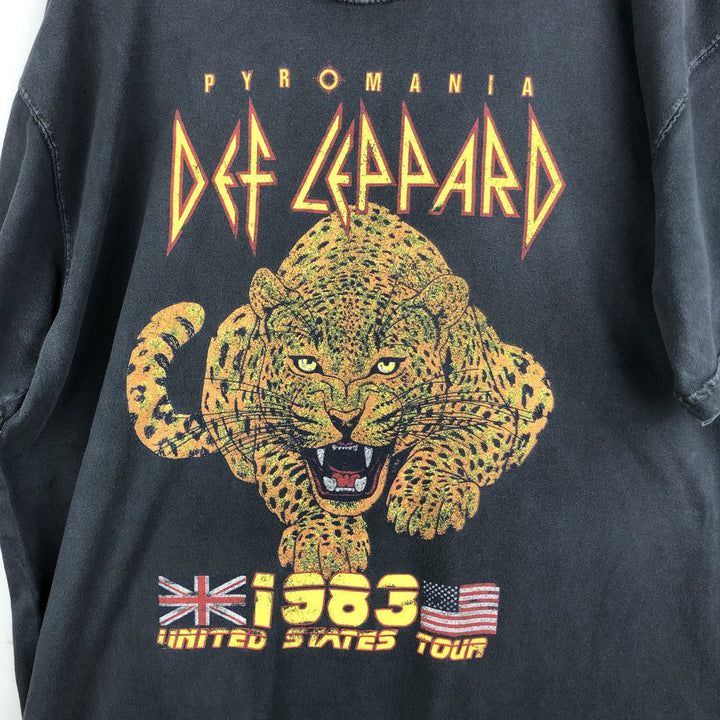 DEF LEPPARD Def Leppard Leopard Pattern Band T-shirt Band Tee Men's XL equivalent cotton Charcoal Vintage Second Hand