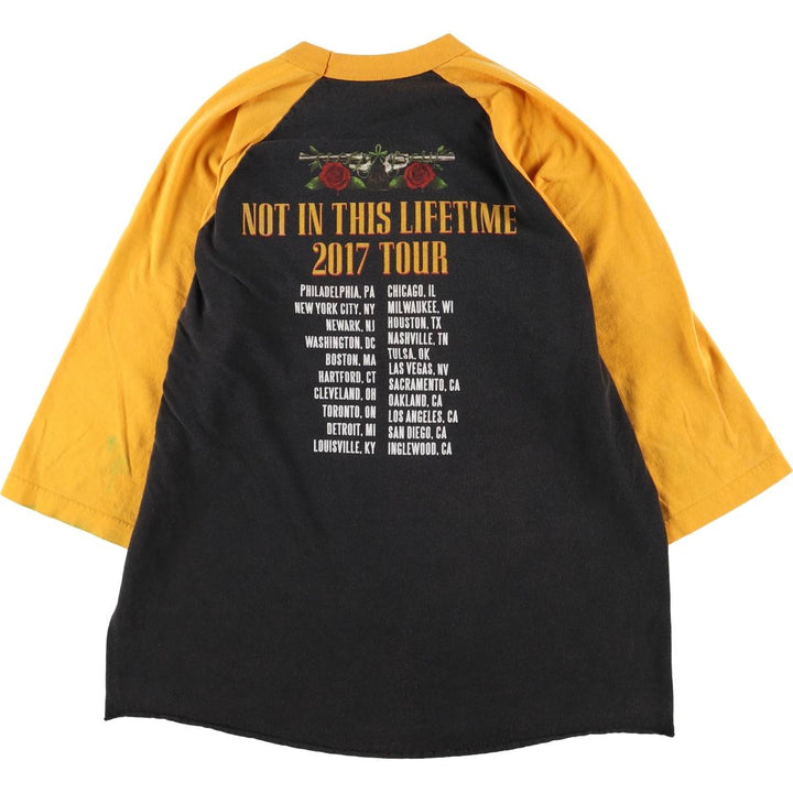 GUNS N' ROSES 3/4 Sleeve Raglan Band T-Shirt, Men's Size L unclear black type Vintage Second Hand