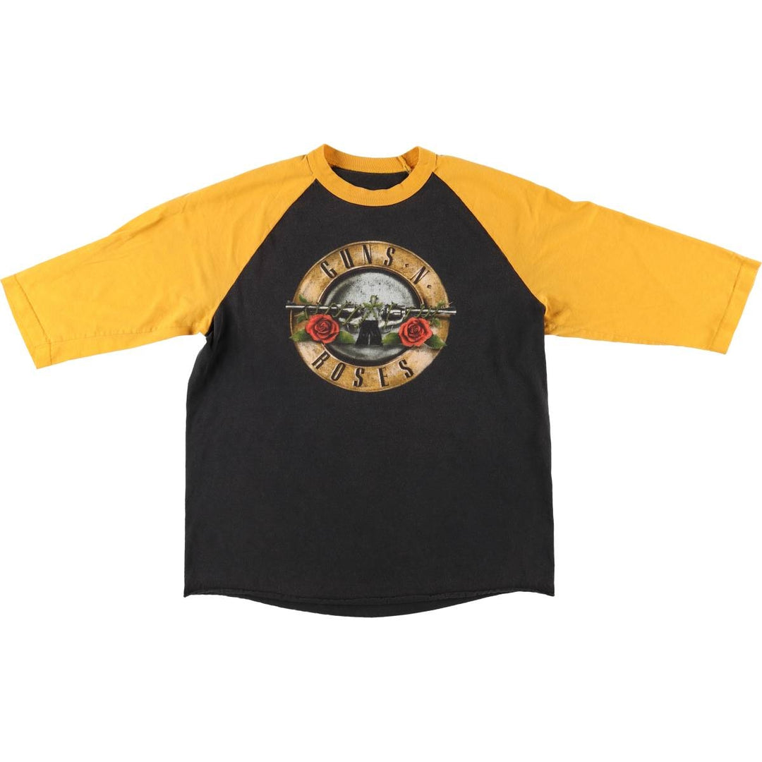 GUNS N' ROSES 3/4 Sleeve Raglan Band T-Shirt, Men's Size L unclear black type Vintage Second Hand
