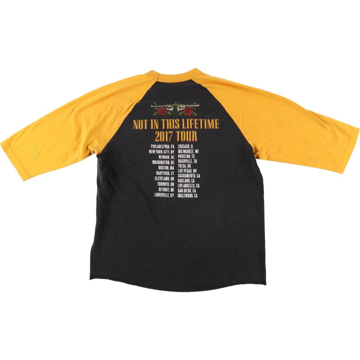 GUNS N' ROSES 3/4 Sleeve Raglan Band T-Shirt, Men's Size L unclear black type Vintage Second Hand