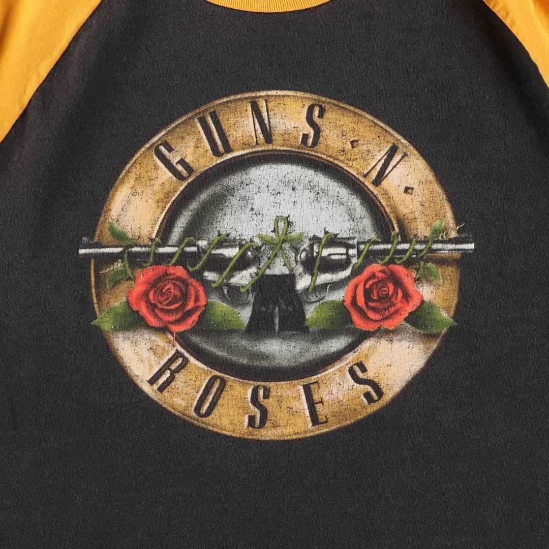 GUNS N' ROSES 3/4 Sleeve Raglan Band T-Shirt, Men's Size L unclear black type Vintage Second Hand
