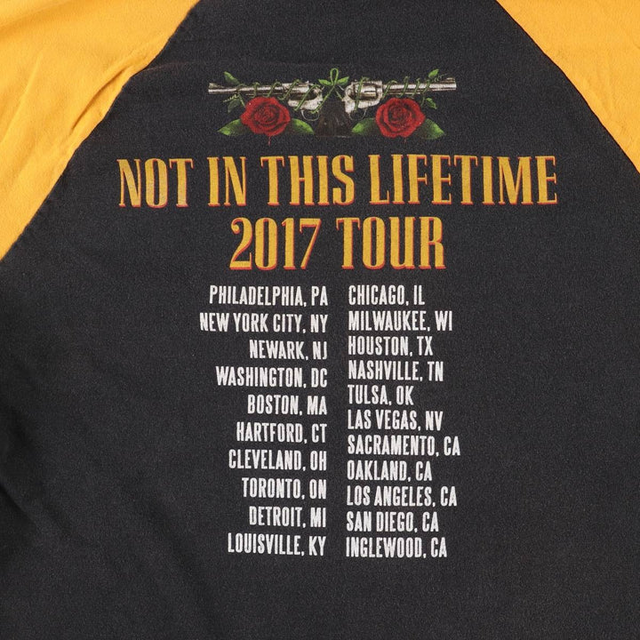 GUNS N' ROSES 3/4 Sleeve Raglan Band T-Shirt, Men's Size L unclear black type Vintage Second Hand