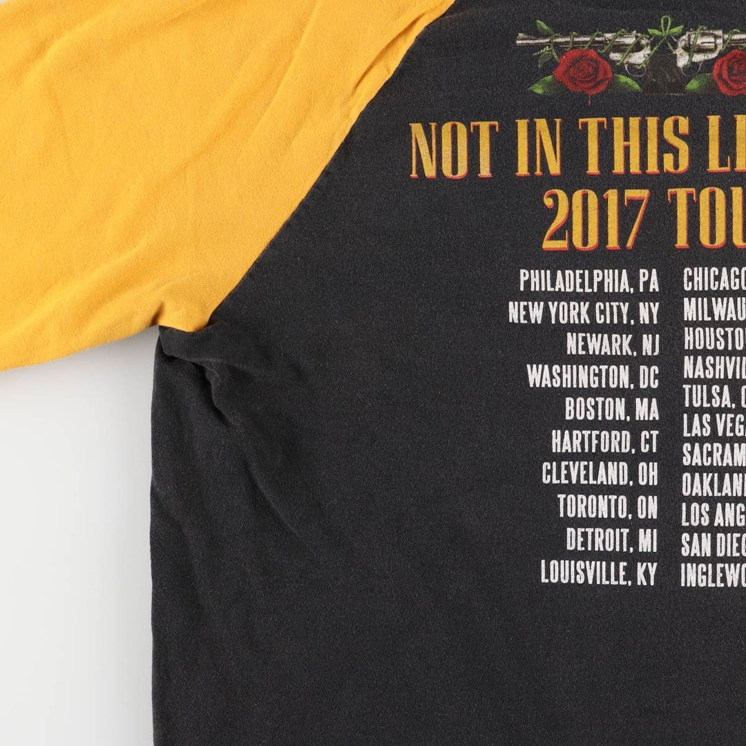 GUNS N' ROSES 3/4 Sleeve Raglan Band T-Shirt, Men's Size L unclear black type Vintage Second Hand