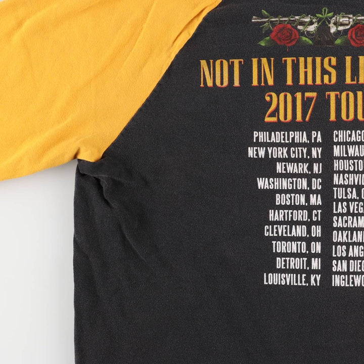 GUNS N' ROSES 3/4 Sleeve Raglan Band T-Shirt, Men's Size L unclear black type Vintage Second Hand