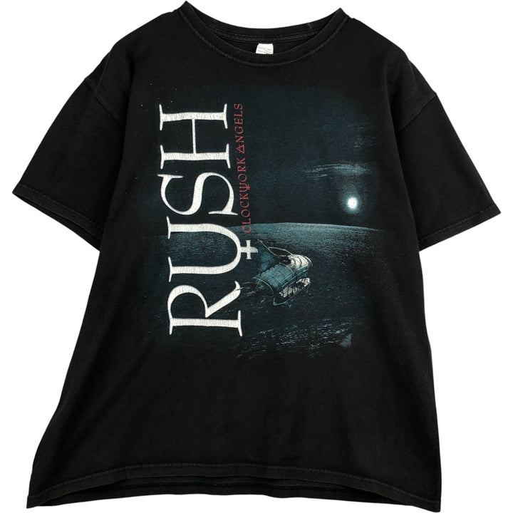 M AND O RUSH Band T-Shirt, Men's Size L cotton black type Vintage Second Hand