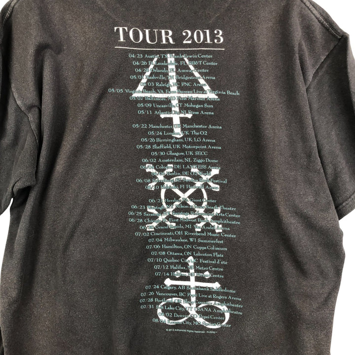 M AND O RUSH Band T-Shirt, Men's Size L cotton black type Vintage Second Hand