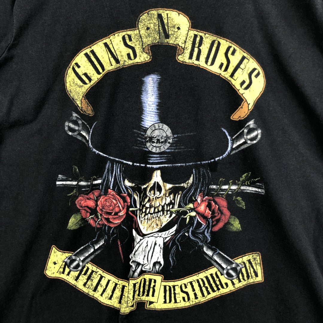 BAYISLAND GUNS N' ROSES Skull Pattern Band T-Shirt, Men's Size L cotton black type Vintage Second Hand