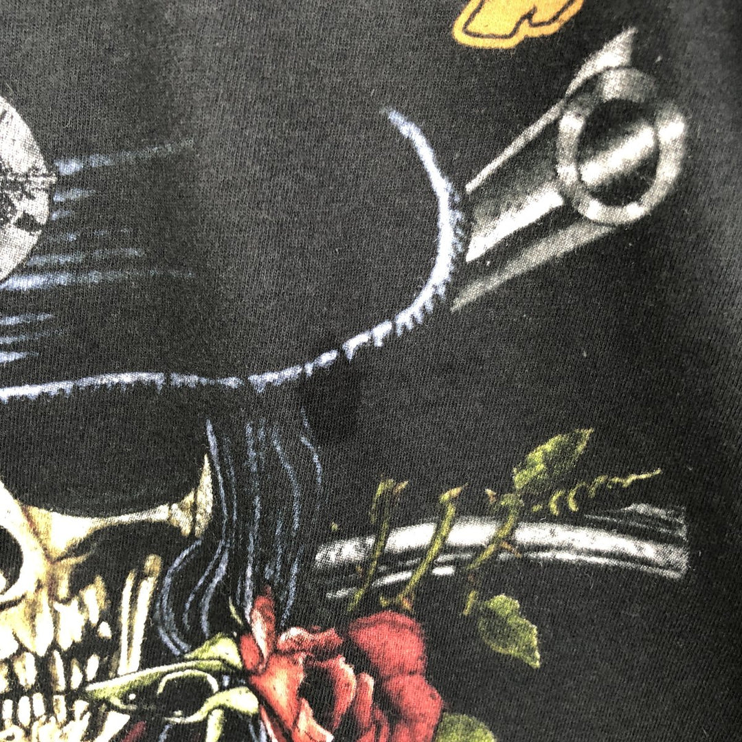 BAYISLAND GUNS N' ROSES Skull Pattern Band T-Shirt, Men's Size L cotton black type Vintage Second Hand