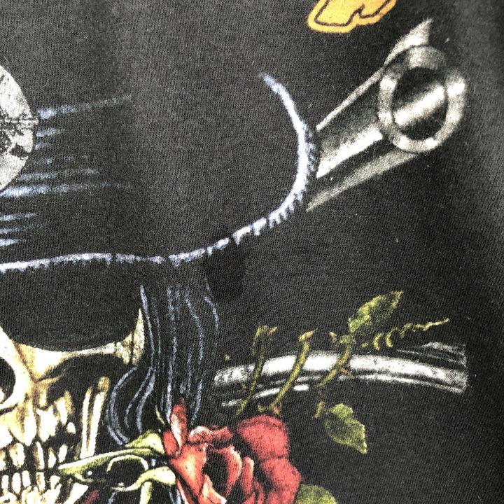 BAYISLAND GUNS N' ROSES Skull Pattern Band T-Shirt, Men's Size L cotton black type Vintage Second Hand