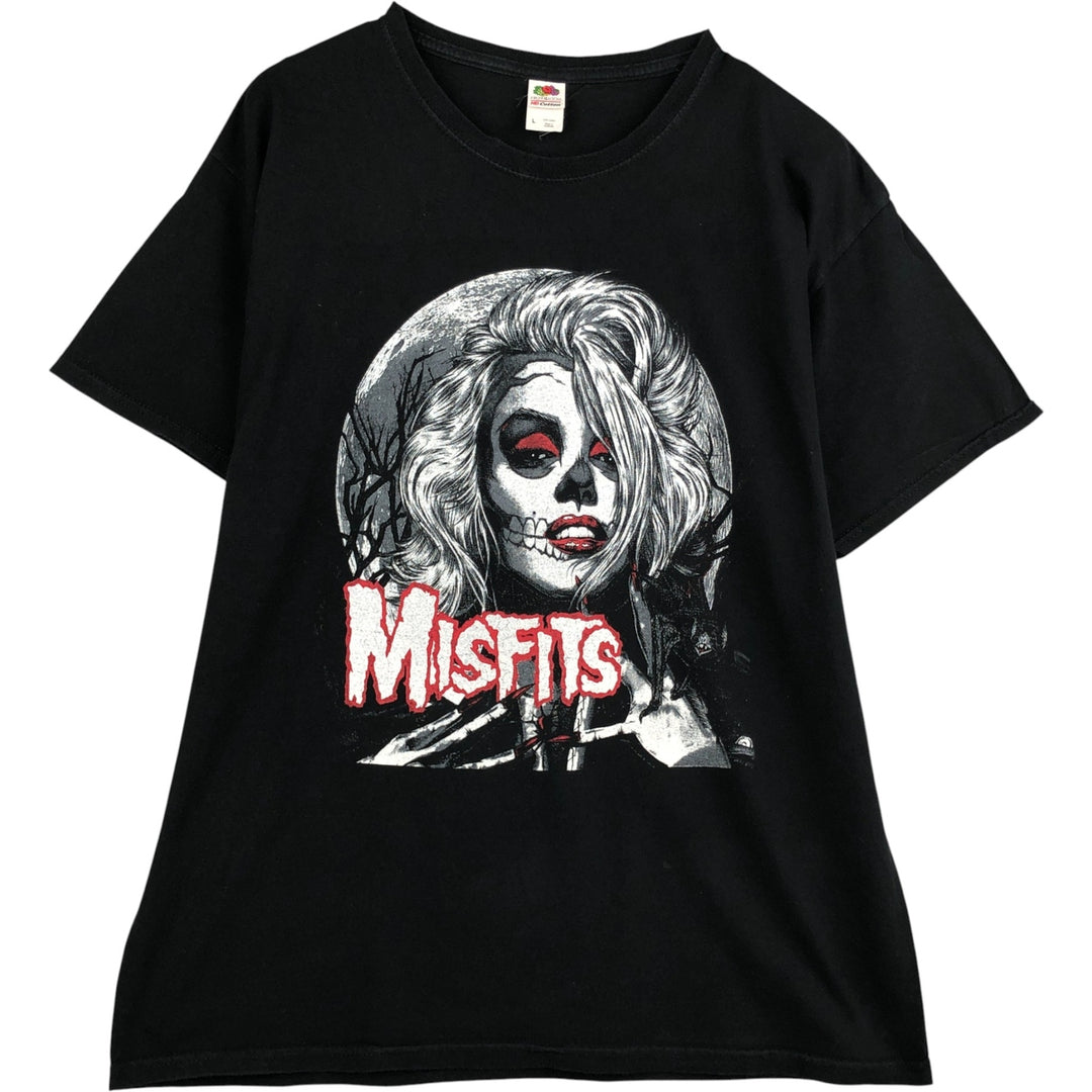 FRUIT OF THE LOOM MISFITS Band T-Shirt, Men's Size L cotton black type Vintage Second Hand