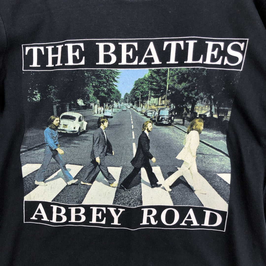 THE BEATLES Band T-shirt, Men's M size cotton black type Vintage Second Hand
