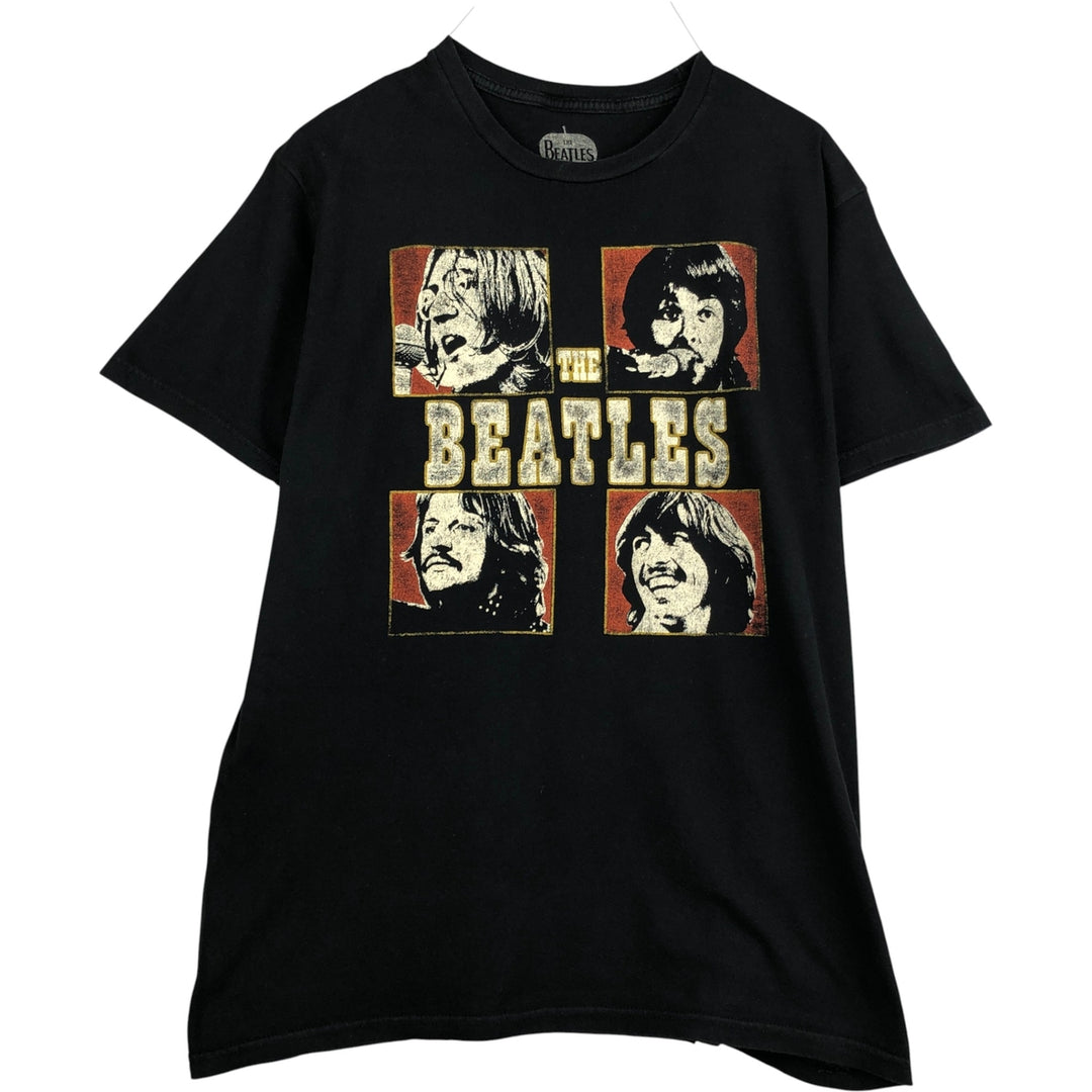 THE BEATLES Band T-shirt, Men's L size cotton black type Vintage Second Hand