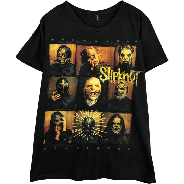 BAYISLAND SLIPKNOT Skull Pattern Band T-Shirt, Men's XL cotton black type Vintage Second Hand