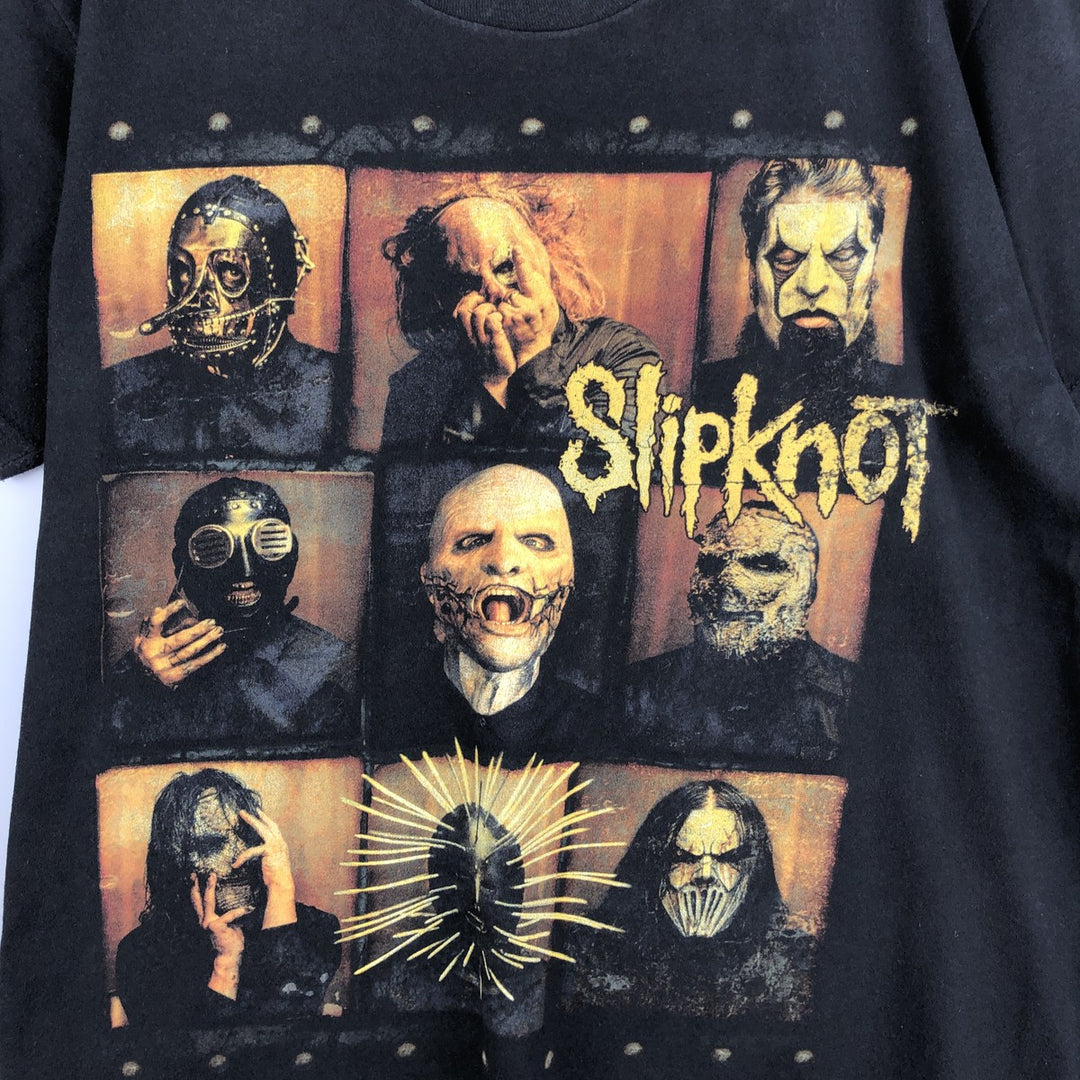 BAYISLAND SLIPKNOT Skull Pattern Band T-Shirt, Men's XL cotton black type Vintage Second Hand