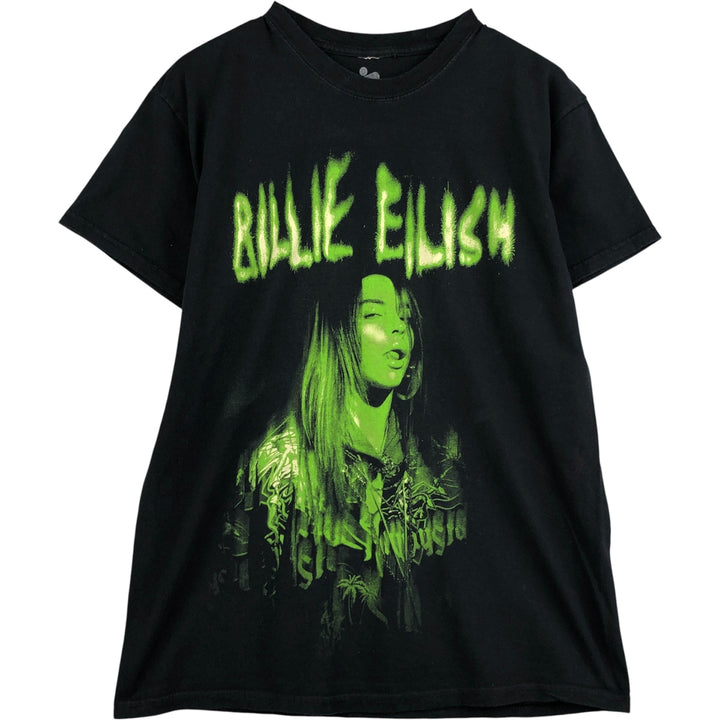 Billie Eilish Band T-shirt, Men's M size cotton black type Vintage Second Hand