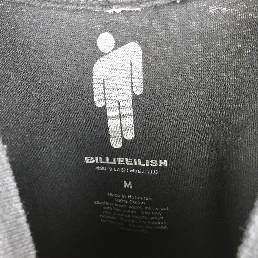 Billie Eilish Band T-shirt, Men's M size cotton black type Vintage Second Hand